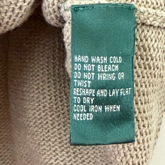 Lauren Ralph Lauren 100% Cotton Knit Boatneck Sweater Light Olive Tan | Large - Picture 9 of 9